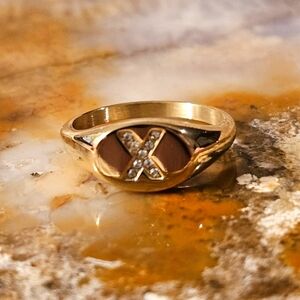 NEW Gold Initial "X" Ring with Crystal Accents Size 6.25 R1P19